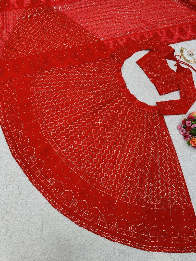 Red Color Lunch Hevay Boutiq Collection Lehenga Choli QRC-181